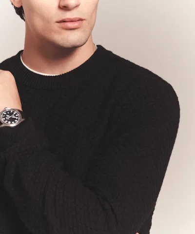 Naadam Cotton Cashmere Textured Crewneck In Black