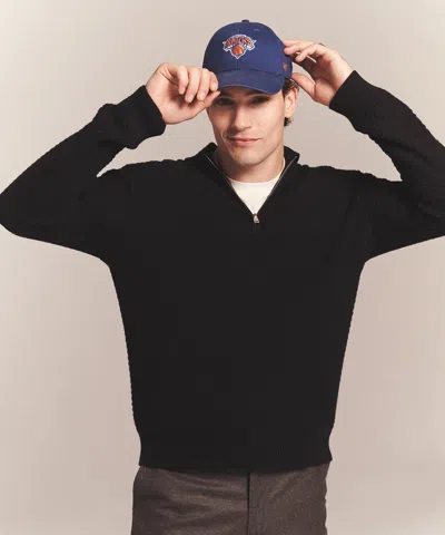 Naadam Cotton Cashmere Textured Quarter Zip In Black