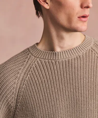 Naadam Cotton Fisherman Raglan Crewneck Sweater In Brown