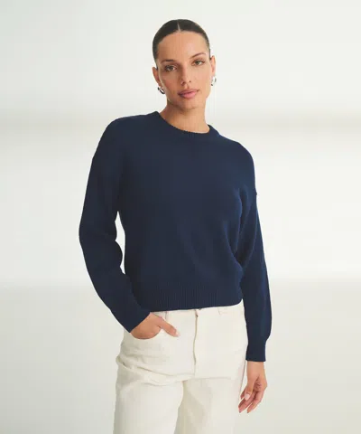 Naadam Cotton Relaxed Crewneck Sweater In Blue