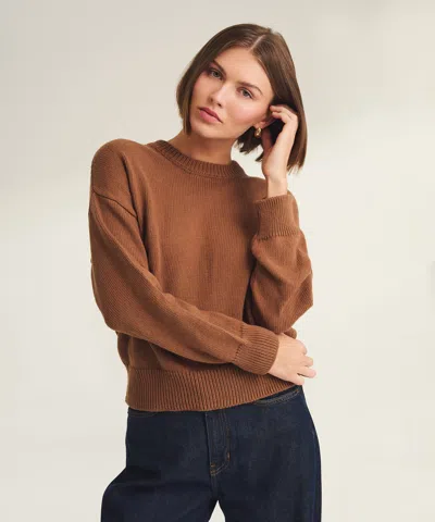 Naadam Cotton Relaxed Crewneck Sweater In Brown