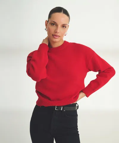 Naadam Cotton Relaxed Crewneck Sweater In Red