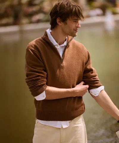Naadam Cotton Relaxed Quarter Zip Sweater In Brown