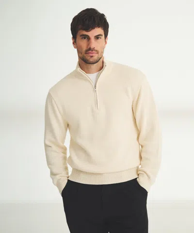 Naadam Cotton Relaxed Quarter Zip Sweater In White