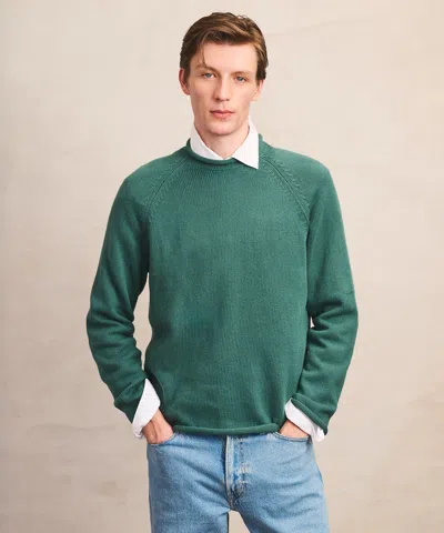 Naadam Cotton Relaxed Rollneck Sweater In Green