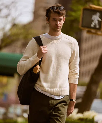 Naadam Cotton Relaxed V-neck Sweater In Neutral