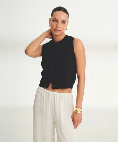 Naadam Cotton Sleeveless Cardigan In Black