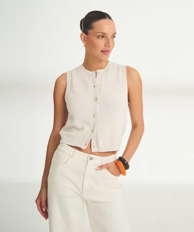 Naadam Cotton Sleeveless Cardigan In White