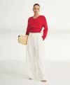 Naadam Cotton V-neck Sweater In Red