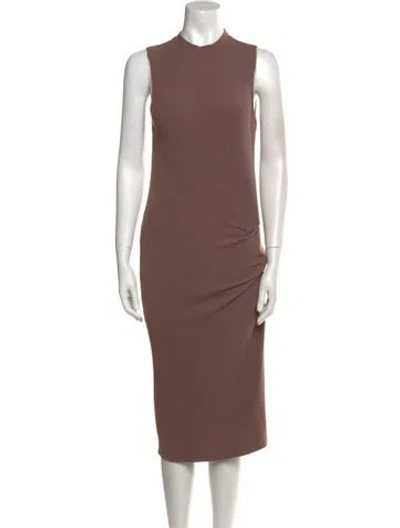 Pre-owned Naadam Crew Neck Midi Length Dress In Brown