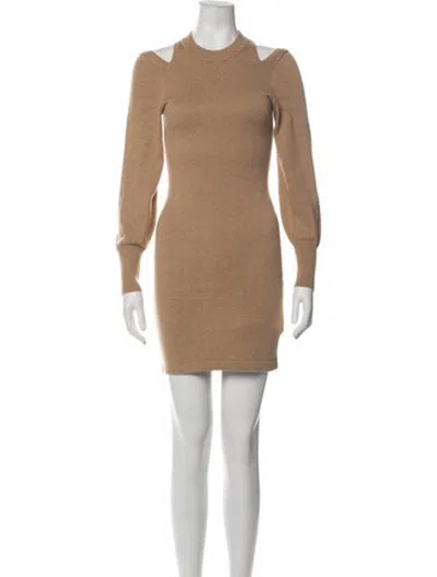 Pre-owned Naadam Crew Neck Mini Dress In Neutrals