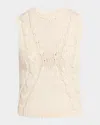 Naadam Crewneck Cable-knit Cotton Tank In White