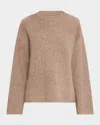 Naadam Crewneck Super Luxe Cashmere Fisherman Sweater In Heathered Brown