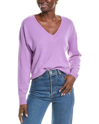 Naadam Cropped V-neck Cashmere Pullover In Purple