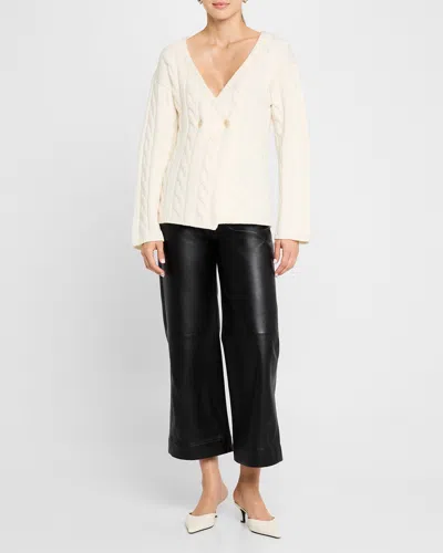 Naadam Double-breasted Cashmino Cable Cardigan In White