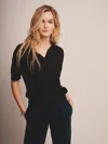 Naadam Fancy Cashmere Short Sleeve Polo In Black