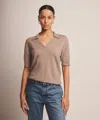 Naadam Fancy Cashmere Short Sleeve Polo In Timber