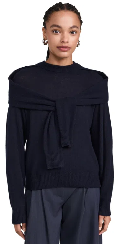 Naadam Featherweight Cashmere Layered Crewneck Sweater Navy