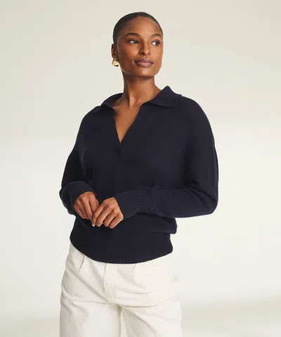 Naadam Featherweight Cashmere Polo Sweater In Blue