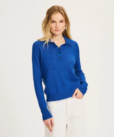 Naadam Featherweight Cashmere Relaxed Polo In Blue