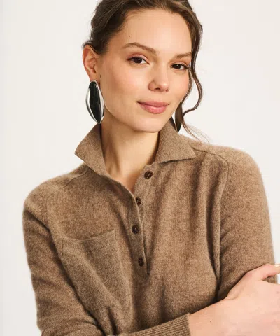 Naadam Featherweight Cashmere Relaxed Polo In Brown