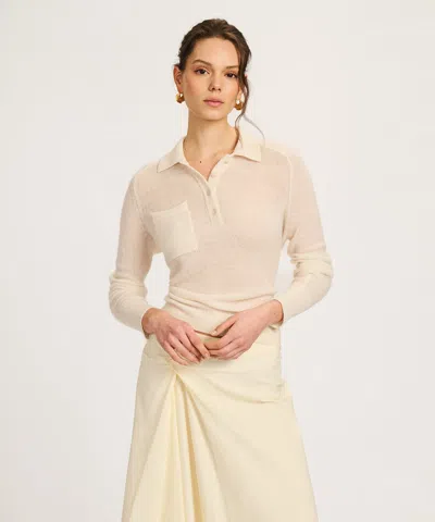 Naadam Featherweight Cashmere Relaxed Polo In White