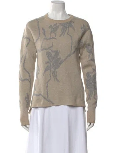 Pre-owned Naadam Floral Print Crew Neck Sweater In Neutral
