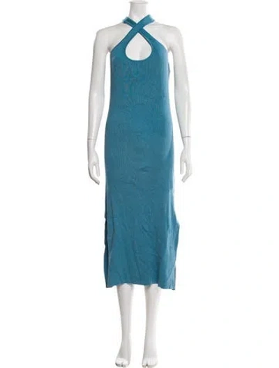 Pre-owned Naadam Halterneck Long Dress In Blue