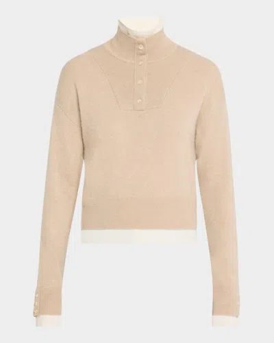 Naadam Layered Turtleneck Wool-cashmere Sweater In Sand