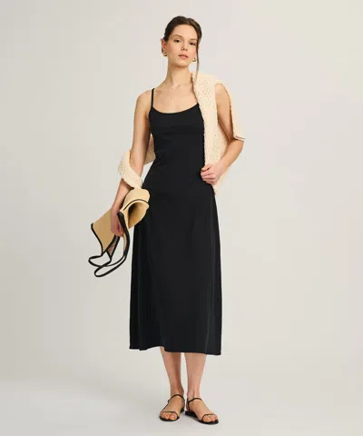 Naadam Lightweight Brushed Cotton Slip Dress In Black