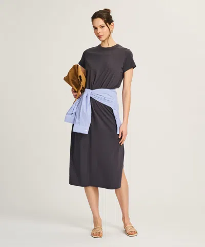Naadam Lightweight Brushed Cotton T-shirt Dress In Gray