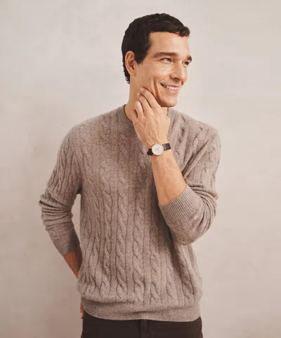 Naadam Lightweight Cashmere Cable Crewneck Sweater In Brown