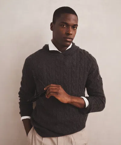 Naadam Lightweight Cashmere Cable Hoodie In Gray