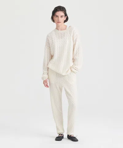 Naadam Lightweight Cashmere Cable Knit Oversized Crewneck