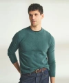 Naadam Lightweight Cashmere Contrast Trim Crewneck Sweater In Green