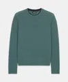 Naadam Lightweight Cashmere Contrast Trim Crewneck Sweater In Agave Green