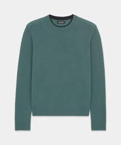 Naadam Lightweight Cashmere Contrast Trim Crewneck Sweater In Agave Green