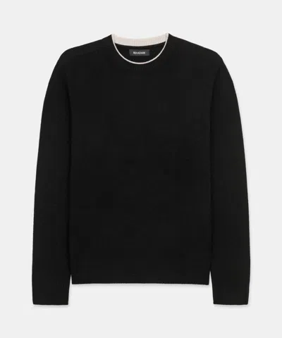 Naadam Lightweight Cashmere Contrast Trim Crewneck Sweater In Black
