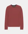 Naadam Lightweight Cashmere Contrast Trim Crewneck Sweater In Brick Red