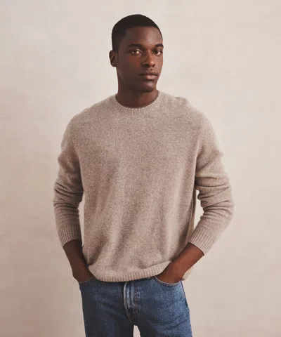 Naadam Lightweight Cashmere Contrast Trim Crewneck Sweater In Brown