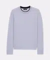 Naadam Lightweight Cashmere Contrast Trim Crewneck Sweater In Ice Blue