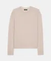 Naadam Lightweight Cashmere Contrast Trim Crewneck Sweater In Light Sand