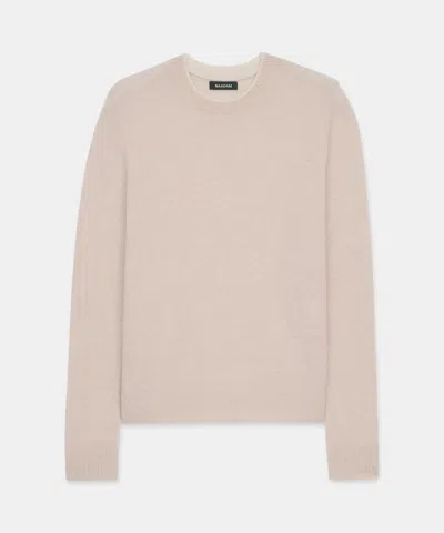 Naadam Lightweight Cashmere Contrast Trim Crewneck Sweater In Light Sand