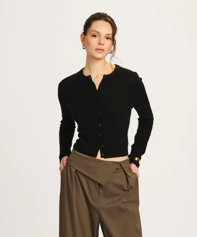 Naadam Lightweight Cashmere Cropped Cardigan In Black