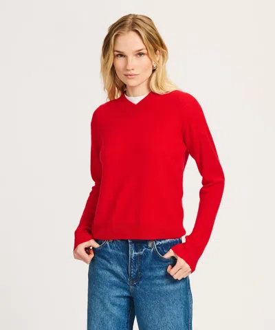 Naadam Lightweight Cashmere High V-neck Pullover In Red