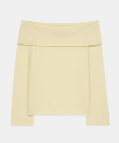 Naadam Lightweight Cashmere Off The Shoulder Top In Light Canary Yellow