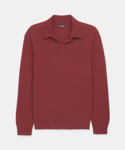 Naadam Lightweight Cashmere Relaxed Polo In Brick Red