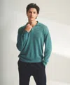 Naadam Lightweight Cashmere Relaxed Polo In Heathered Jade