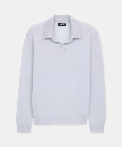 Naadam Lightweight Cashmere Relaxed Polo In Ice Blue
