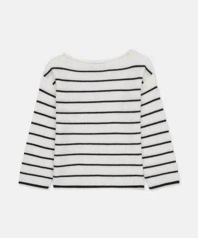 Naadam Lightweight Cashmere Relaxed Striped Boatneck Sweater In White Combo